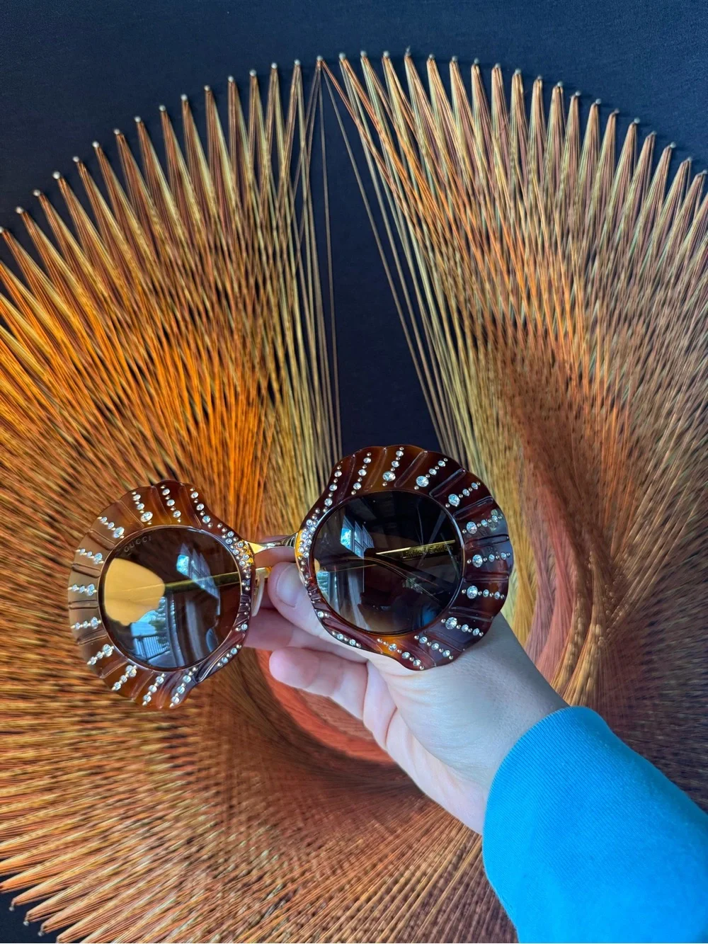 Incredibly Rare Limited Edition Gucci Tartarugato Shell Crystal Sunglasses